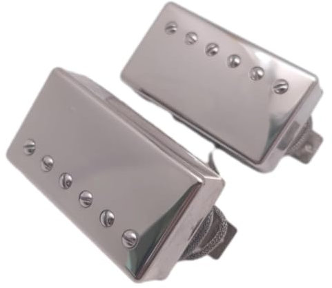 Classic 57 Humbucker-Tonabnehmer-Set, 50/50 mm, Steg/Halstonabnehmer 2C für Gibson Les Paul Style Gitarrenzubehör (Chrom)
