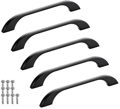 SOTECH 5 Stück Möbelgriffe BLACKLINE XIII BA 128 mm schwarz matt | (Länge 167 mm, Breite 10 mm, Höhe 25 mm) Design Aluminium Schubkastengriffe