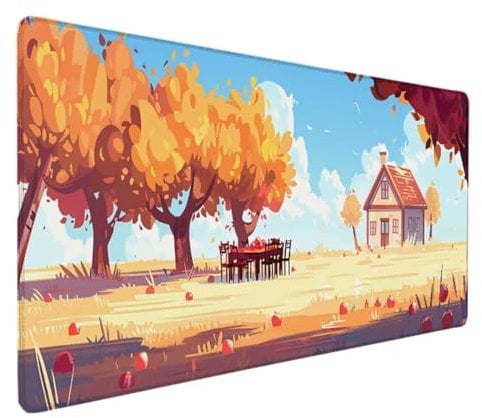 Gaming Mouse Pad Yellow Desk Mat, fall Mouse Mat XXL 600 x 300 x 3MM, Mousepad Large Water Resist Surface Anti-Slip Base With Stitched Edges Desk Pad, Improved Precision and Speed Mouse Pads V-W