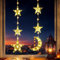 BrizLabs Ramadan Deko Lichterkette, 2 Stück Ramadan Mond Sterne Fenster Lichter Batteriebetrieben mit Timer LED Eid Mubarak Dekoration Beleuchtung für Innen Kinderzimmer Hochzeit Party, Warmweiß