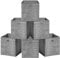 HEFTMAN Foldable Storage Cube Boxes - Set of 6 Grey Fabric Storage Boxes with Grommet Handle, Space Saving Fabric Cube Storage Boxes for Clothes, Toys, Books Organisation (26 x 26 x 28 cm - Grey)