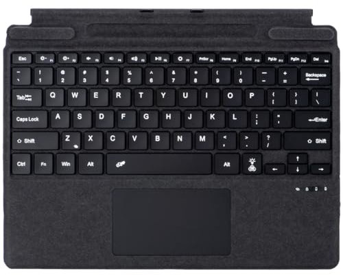 Clavier adapté à Microsoft Surface Pro 9/10/11/Pro X - QWERTY - Housse de Clavier Bluetooth - avec pavé Tactile et éclairage du Clavier - Noir