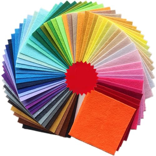 60 hojas de tela de fieltro de colores, poliéster suave y grueso, para manualidades, costura, patchwork, artes y proyectos (15 x 15 cm)