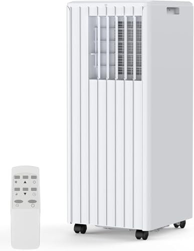 8,000 BTU Portable Air Conditioner, Smart Control, Cools up to 350 Sq. Ft., with Dehumidifier & Fan mode, Easy- to-use Remote Control & Window Installation Kit Included, White