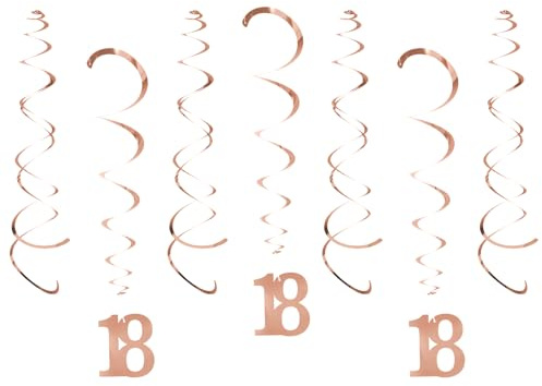 18 Geburtstag Deko, Deko 18. Geburtstag Mädchen/Junge - Roségold Spiralen Luftschlangen Set, Ideal für 18. Geburtstage Mädchen, Hochzeitsjubiläen oder Thematische Partydekorationen (20 Stück)