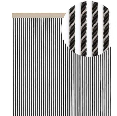 PALUPLUS Tenda a Cordonetto Antimosche colore ARGENTO, frange in Corda Intrecciata, misura 125x240 cm, tenda per porte e finestre, moschiera a pannello, zanzariera per insetti -5246C-5,6
