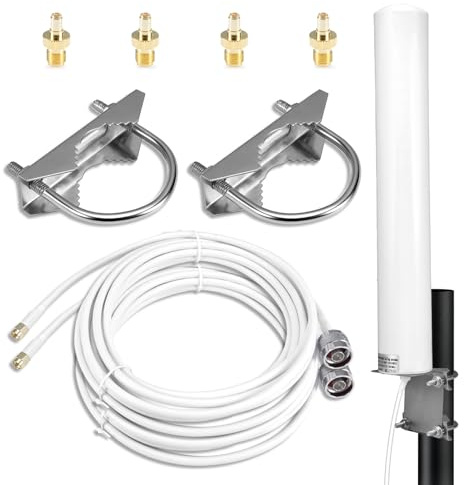 Gbformat 7-12dBi 698-3800MHz Antenna 5G 4G LTE Amplificazione del Segnale Esterna MimoOmnidirezionale Compatibile con Router Modem 4G LTE 5G, Adattatore TS9 SMA CRC9, Ricezione Segnale a Lungo Raggio