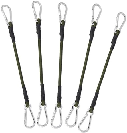 BESTonZON Elastische Gummiseile und Fahrradgepäckbefestigung aus Aluminiumlegierung 5 Stück mit Haken 8mm Stark für Camping Zelt an Anhängern und Wohnwagen