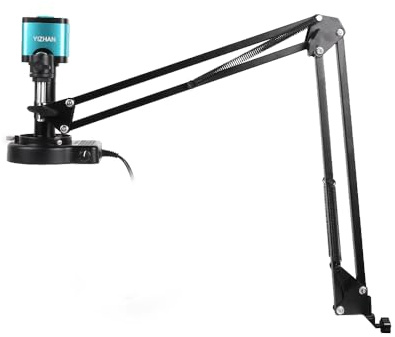 Microscopio digitale 4K con obiettivo 150x – HDMI/VGA/USB, set microscopio per saldatura con telecomando e supporto regolabile