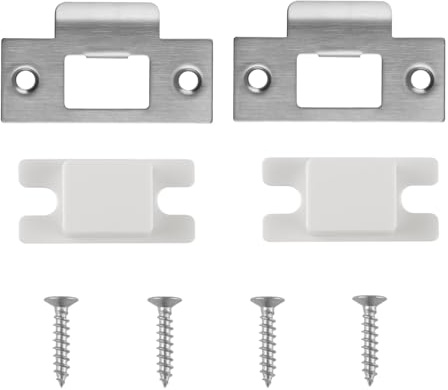 Hopzab 2Pcs Stainless Steel Door Strike Plate, 70mm x 40.3mm Latch Plate,Mortice Lock Replacement with Matching Screws and Reinforcement for Internal Doors(Silver)