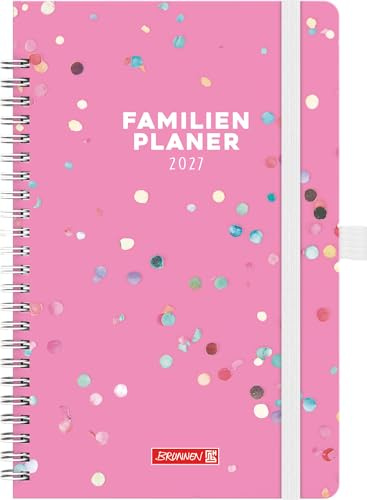 BRUNNEN Buchkalender Familienplaner 2027 „Confetti“ | A5, Papier: 2 Seiten = 1 Woche