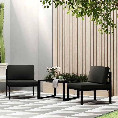 SooIarix Modular Sofa Mittelteil mit Kissen, Aluminium Anthrazit, Outdoor Gartensofa Wetterfest, Terrassenmöbel Lounge Möbel für Balkon, Max. Belastbarkeit 110 kg