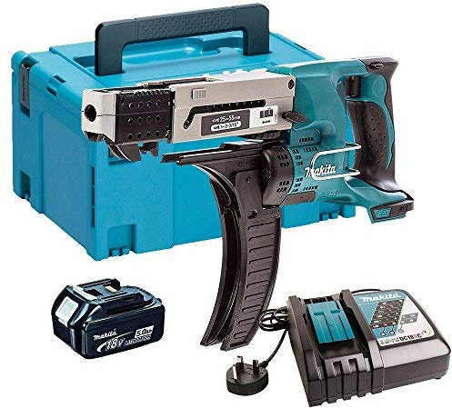 Makita DFR550Z 18v LXT Cordless Auto Feed Screwdriver with BL1850 Battery, DC18RC Charger & Case