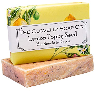 Clovelly Soap Co Natural Handmade Exfoliating Soap Bar with Lemon Poppy Seed & Turmeric for all Skin Types 100g