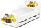 Leomark Einzelbett aus Holz ~ Yellow Excavator ~ Kinderbett mit Schubladen für Bettwäsche, Stauraum, Holzbett mit Matratze Lattenrost, Komplett Set, Liegefläche 70/140 cm, UV-Druck