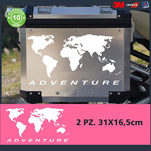 2 Adesivi Stickers Planisfero || COLORE: BIANCO || ADATTI PER VALIGIE MOTO - R 1200 1150 1100 gs valigie adventure R GS adv