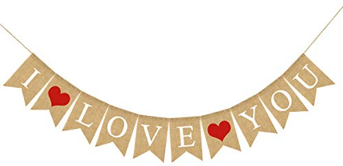 Amosfun Valentinstagsbanner I Love You Banner Girlande hängende Dekorationen Partyzubehör für Verlobung Hochzeit