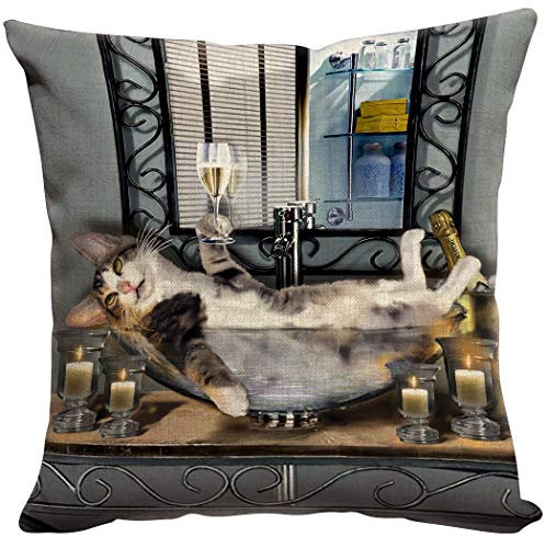 Violetpos Kissenhülle Sofa Zierkissenbezug Auto Zierkissenbezüge Kissenbezüge Kissen Lustige Katze 45 x 45 cm