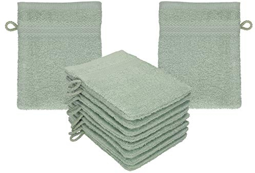 Betz Premium Lot de 10 Gants de Toilette en éponge lavettes pour Le Visage en 100% Coton Gant de Toilette pour bébé Couleur Vert Foin