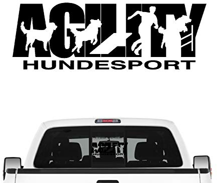 siviwonder Agility Hundesport Auto Aufkleber Hund Folie Parcour Sportart Farbe Schwarz, Größe 100cm