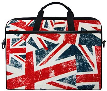 GIGIJY Laptoptasche, Vintage-Stil, Union Jack-Flagge, Leinen, 33 cm, 33,8 cm, 35,6 cm, 38,1 cm, für Kinder, Jungen, Mädchen, Damen, Herren