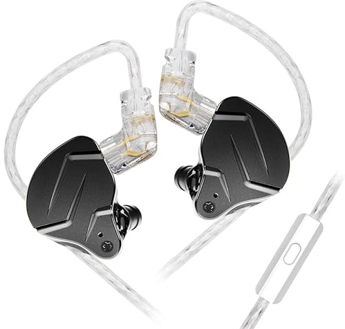 Yinyoo KZ ZSN Prox - Auriculares in-Ear Monitor Armadura equilibrada, tecnología híbrida 1DD 1BA, cómodos con cancelación de Ruido de oído para teléfono Celular Android MP3/4 (con Mic,Negro)