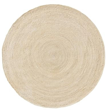 Gifiie Jute Teppich, handgewebt aus 100% Jute – ideal für Wohnzimmer, Schlafzimmer und Flur, perfekt als dekoratives. (Elfenbein, 150CM)