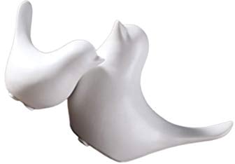 WINOMO 2Pcs Keramik Vogel Figuren Home Decor Moderne Vogel Figuren Kleine Keramik Vogel Ornamente Home Büro Dekoration (Weiß) 1