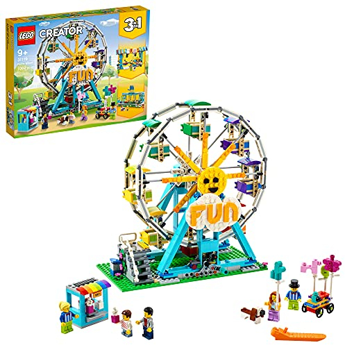 LEGO Creator 3in1 Ferris Wheel 31119 Building Kit with Rebuildable Toy Bumper Cars, Boat Swing and 5 Minifigures; New 2021 (1,002 Pieces)