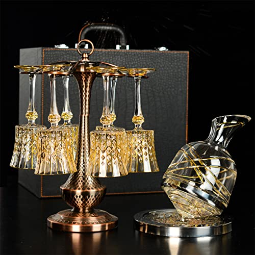 FAMYNGL Glass Red Decanter Decanter Set Champagne Calice Europeo Stile Europeo Squisita Bar I Famiglia Crystal Hand Blown Cups per la Barra di casa