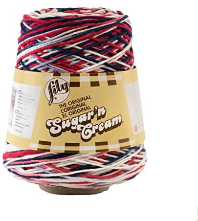 Lily Sugar N Cream Cones Nautical Ombre filato – 1 confezione da 400 g – cotone – # 4 Medium – 706 metri – maglia/uncinetto