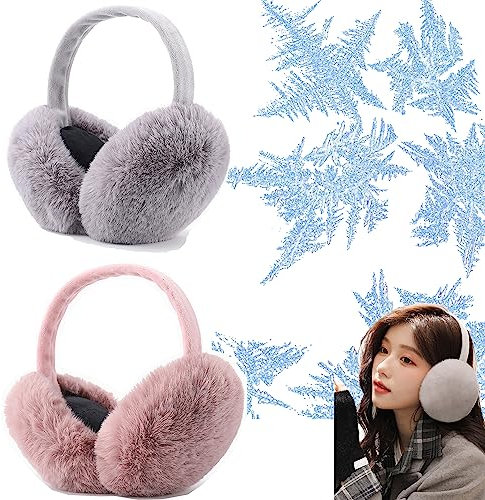 SYXLS 2 Stück Winter Ohrenwärmer, Faux Pelzige Ohrenschützer, Warme Outdoor-Ohrabdeckungen, Faltbare Verstellbarer Plüsch Earmuffs Bequemer Weicher für Den Winter Reiten Warme Ohrenschützer
