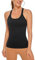 CRZ YOGA Damen Racerback Yoga Tank Top Gepolstert Ohne Bügel Sport Top Nahtlos Lang Tanktops Fitness Gym Oberteile Schwarz 38