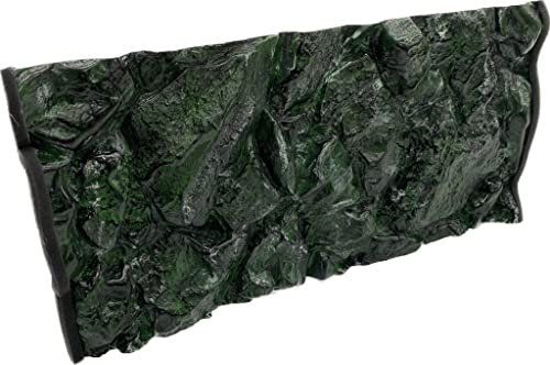 PLASTIKO - Aquarium Hintergrund 3D I Rückwänd 100x40 cm I Leicht zu Montieren und Reinigen I Keine Verklebung Erforderlich I Sicher für Tiere I Grün mit einem Muster aus Hohen Steinen