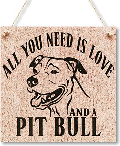 CARISPIBET All you need is love and a pitbull pet owners decorative wall art home decoration dog owners decorative hanging ornaments 8 x 8