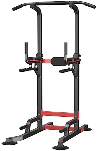 Power Tower Dip Station Pull-Up Bar – Höhenverstellbares Mehrzweck-Heimfitnessgerät mit rutschfesten Fußpolstern – 330 Pfund / 150 kg Tragfähigkeit