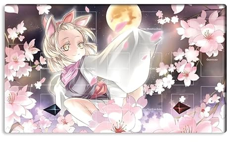 New Mlikemat Playmat ZD039-007-A Spielmatte, Aschblüte & fröhlicher Frühling, TCG CCG OCG Sammelkartenspielmatte mit Zonen + gratis Tasche