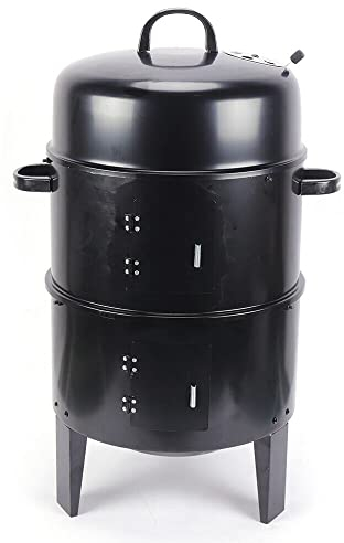 Horno de ahumar 3 en 1 diámetro 40 cm ahumador portátil con funciones para fumar y guisar a la parrilla, multifuncional, para interior y exterior
