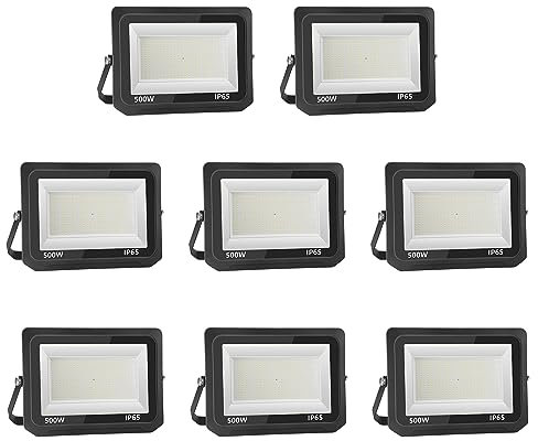 loyal LED Strahler Außen Fluter: 500W Superhell Scheinwerfer 6000K Kaltweiß 50000LM - IP65 Wasserdicht Verstellbar mit Bügel für Garten, Garage