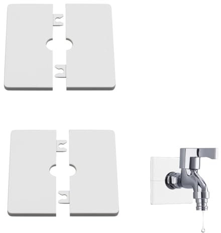 Pipe Wall Cover 2Pcs Plastic Square Self Adhesive Pipe Plate Covers for 0.87inch Diameter Pipe Trim Shower Pipe Cover Trim (White)