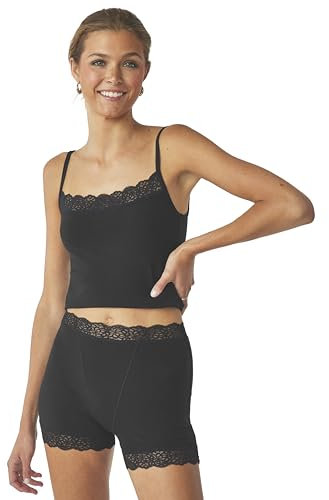 florence by mills Damen Lacy Cotton Camisole, Schwarz, X-Small