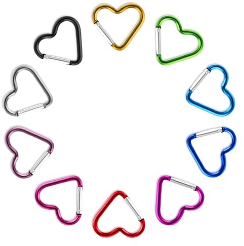 10 Pcs Herz Karabiner, Karabiner Herz, Schlüsselring Herz, Karabinerhaken Klein Schlüsselanhänger Bunt Karabiner Schlüsselanhänger Für Camping Angeln Berge Besteigen Wandern Reisen