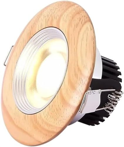CHLcclYK Lampe LED encastrée Robuste à Haute luminosité, 5/7W, Ronde et Moderne, en Bois Massif, Panneau de Plafond LED intégré Downlight Spotlight(Color:Warm Light,Size:5W)