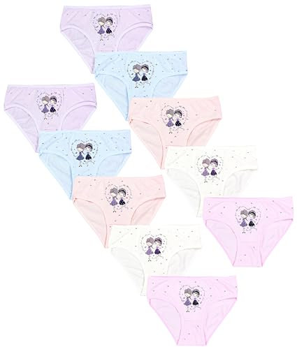 TupTam Unterhosen Mädchen 10er Pack – Bequeme Unterwäsche für Mädchen aus Baumwolle, Farbe: Mädchen Freunde Rosa Lila Blau Ecru Apricot, Größe: 128-134