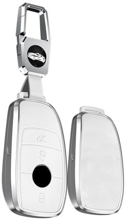 TECART Porte-clés Mercedes Benz en alliage d'aluminium et cuir blanc
