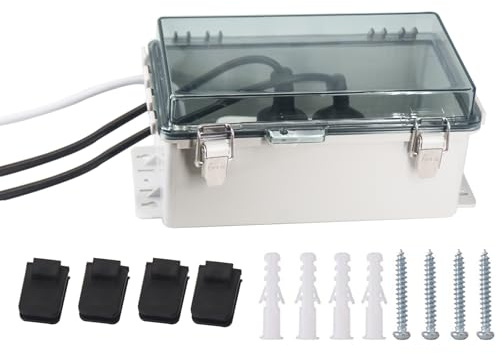 LuSumtly Elektrische Box für den Außenbereich, wasserdicht, IP55, Abzweigdose, Verlängerungskabel, Steckdosenabdeckungen, Anschlussdose schützt Steckdosenleiste, Timer-Steckdose, transparent, 22,6 x