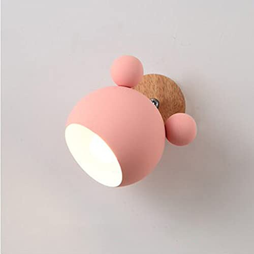 SSNCcNC Rosa, Nordic Einfach Wandleuchte Innen Holz Wandlampe Eisen Kinder Schlafzimmer Nachttischlampe Modern Wandstrahler Beleuchtung Wohnzimmer Balkon Treppe Dekoration Wandbeleuchtung E27