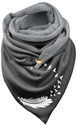 Schal Schwarz Cabrio Kopfbedeckung Damen Schal Frauen Feder Vintage Print Boho Schal Schals wickelt Winter warme kurze Schals Schwarzer Loopschal Damen Schal Rot Damen Schal (E, One Size)
