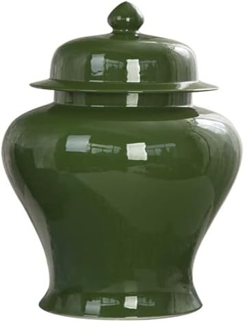 SKINPA Keramik-Ingwerglas, chinesische Vintage-Vase, grüne große Tempelgläser aus Porzellan mit Deckel, Mittelstück, Blumenarrangement, Vase, Tisch, Blumentopf, Wohnzimmer(L)