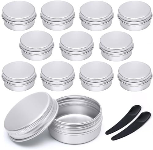 12Pcs Aluminum Tin Jars 5ml, GAUATO Travel Pots for Toiletries Sample Pots Empty Small Pot with Lids, Lip Balm Containers Round Mini Makeup Containers Travel Tubs for Lotion, Cream, Mini Candles